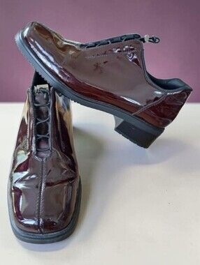 Rieker antistress bordeau patent leather women's shoes heel 1" size 38